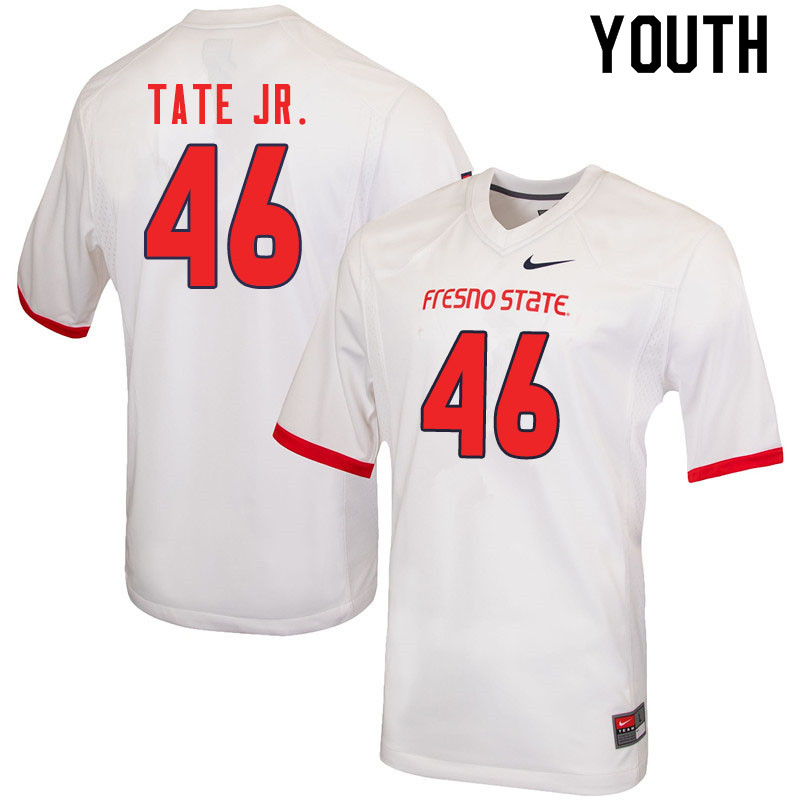 Youth #46 David Tate Jr. Fresno State Bulldogs College Football Jerseys Sale-White - Click Image to Close